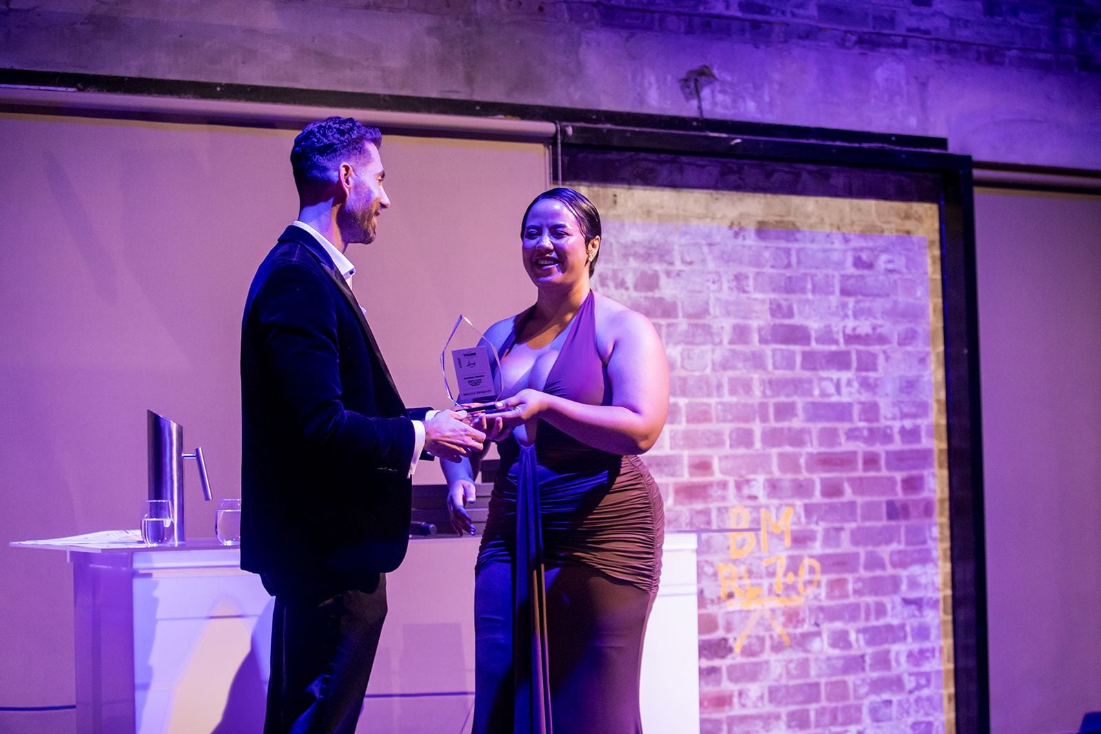 2025 Sydney Young Entrepreneur Awards Gala dinner Winners accepting trophies on stage at the 2025 Sydney Young Entrepreneur Awards
